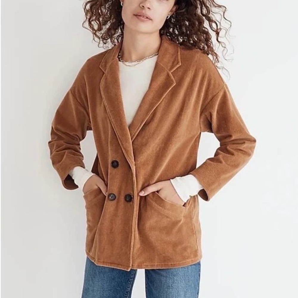 MADEWELL Redford Oversized Boyfriend Blazer Soft Corduroy Hazelnut Brown XS